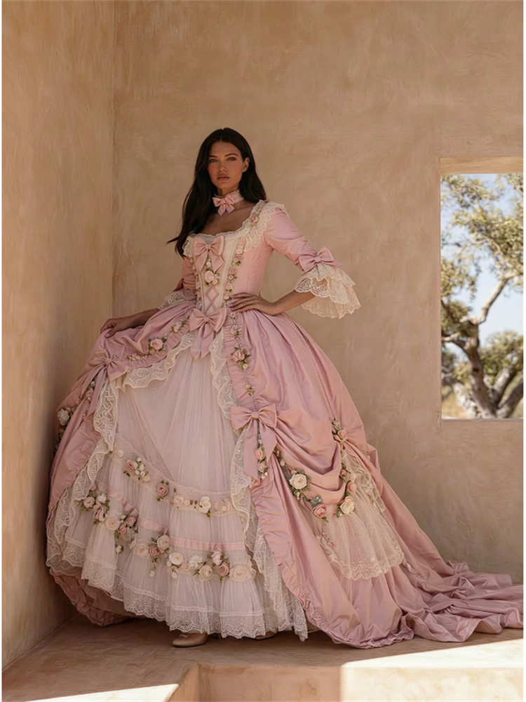Badminton Victory - Magnifique robe florale baroque rococo du