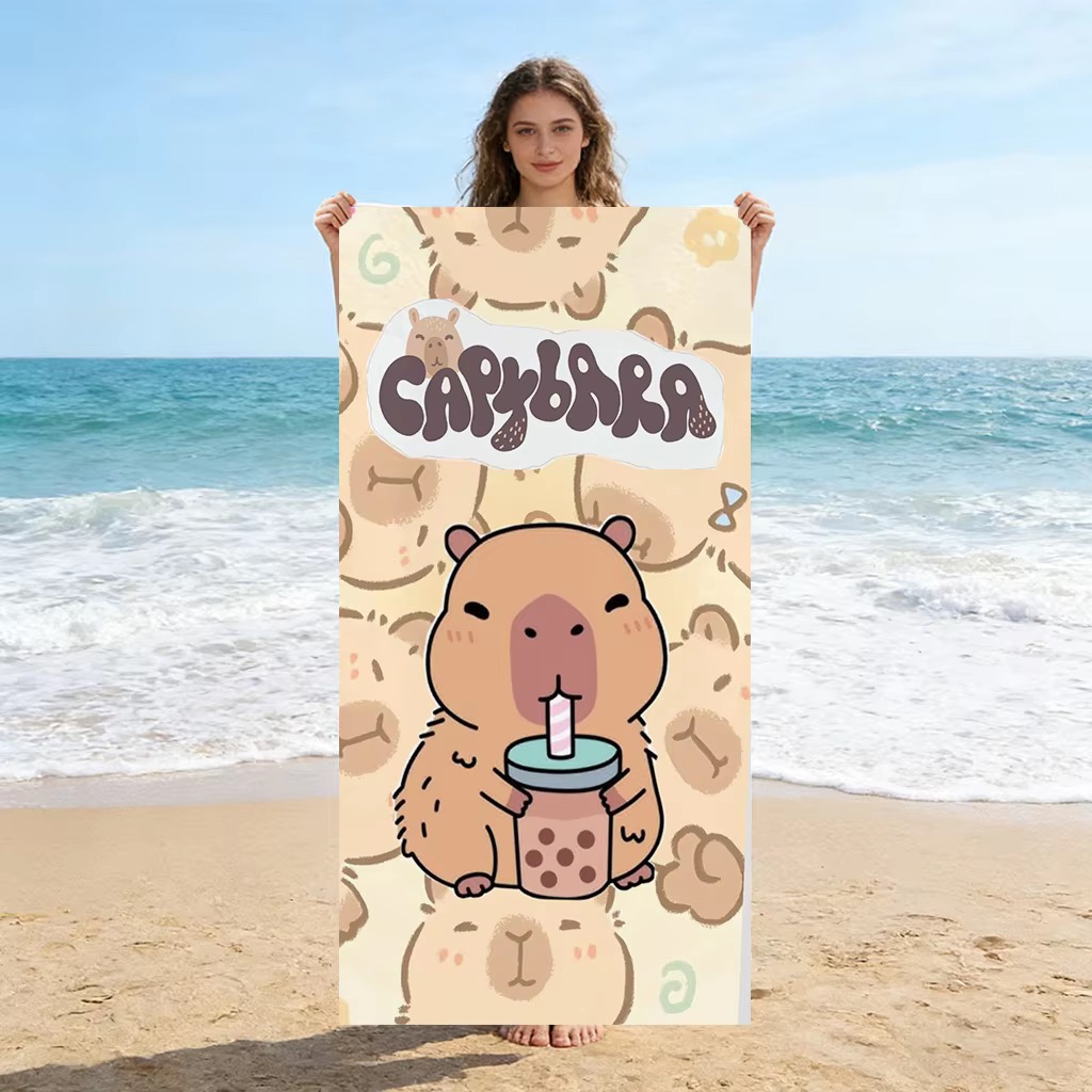 Towel Small Sport - Serviette de plage Capybara Cartoon à
